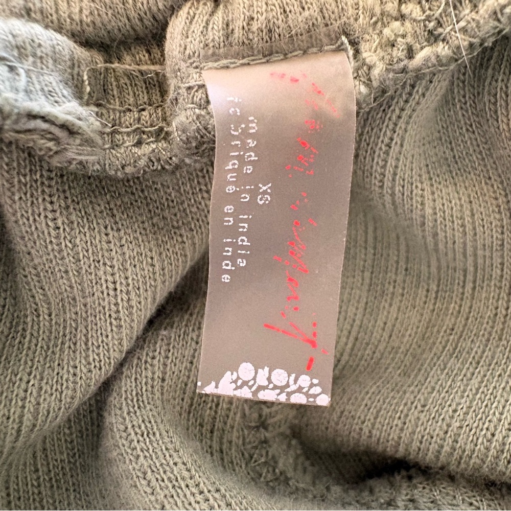 Free People Cropped Olive Waffle Sweat Set - Picture 4 of 8